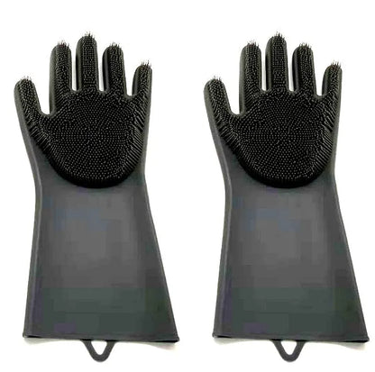 FDA food grade silicone kitchen cleaning gloves with orange colour and 357mm length