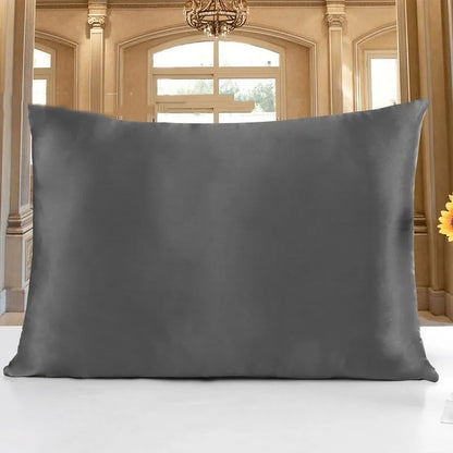 19 M double-sided silk pillowcase in apricot colour showing smooth texture and dimensions
