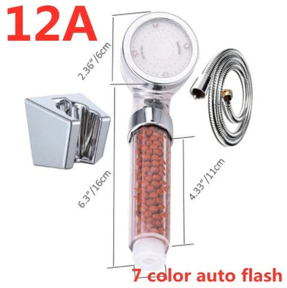 Color Changing LED Shower Head with temperature sensor and high-pressure filter