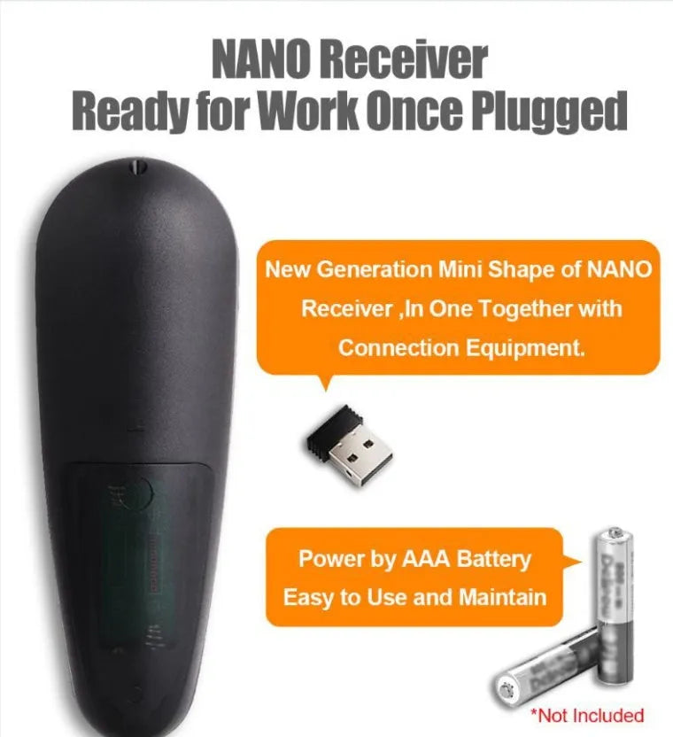 G30 wireless keyboard remote control with nano receiver for computer and TV control