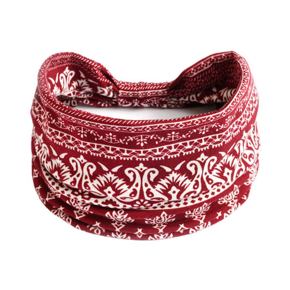 Bohemian cloth yoga sports headband with floral and polka dot patterns, available in multiple colours.