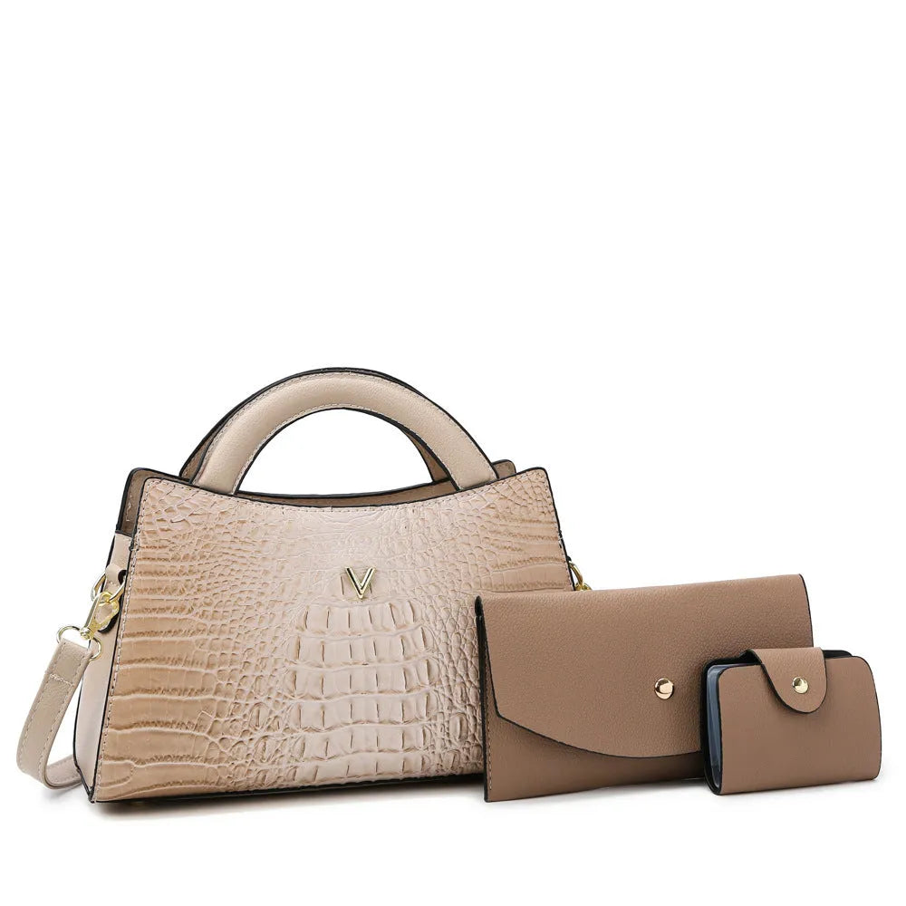 Women's square vertical crossbody handbag in crocodile pattern PU with single shoulder strap