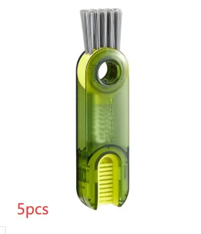 Transparent green 3-in-1 cup lid cleaning brush with spiral design for hard-to-reach crevices