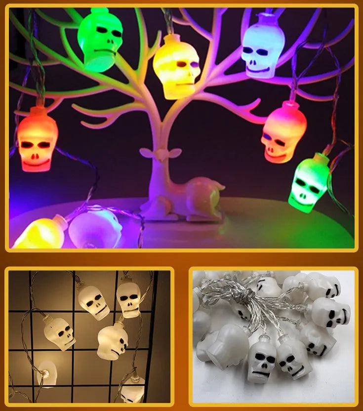 Halloween LED string lights with pumpkin, ghost and bat decorations on 1.2 metre battery-powered cord