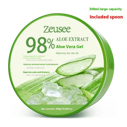 300g jar of aloe vera gel with measuring spoon for acne control and moisturising