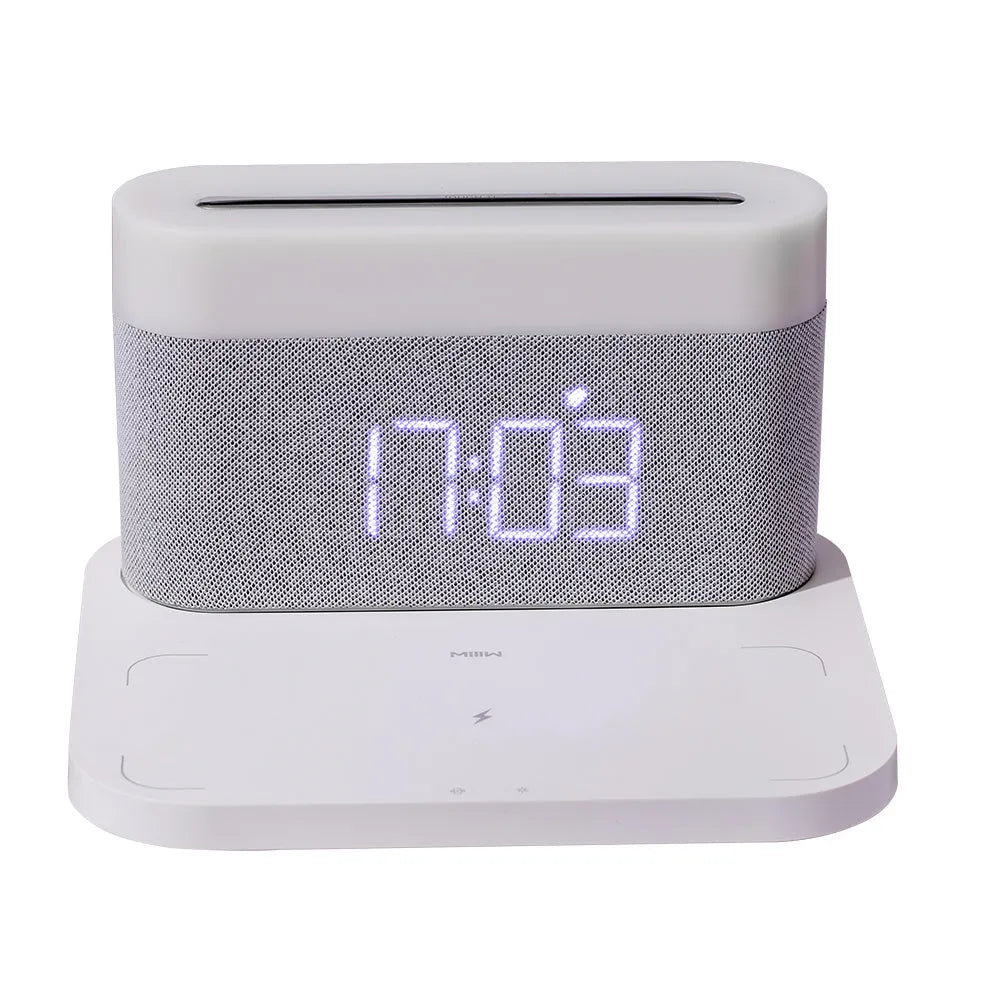 Black wireless charger desktop clock night light table lamp with modern simple design