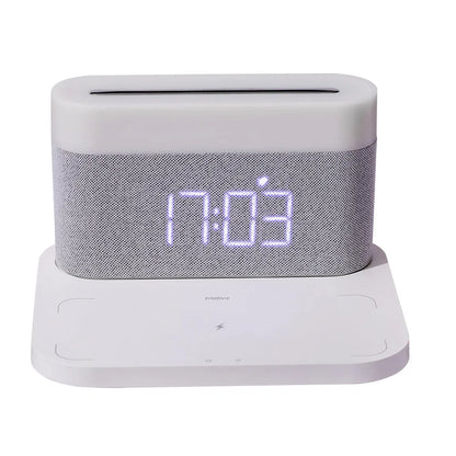 Black wireless charger desktop clock night light table lamp with modern simple design