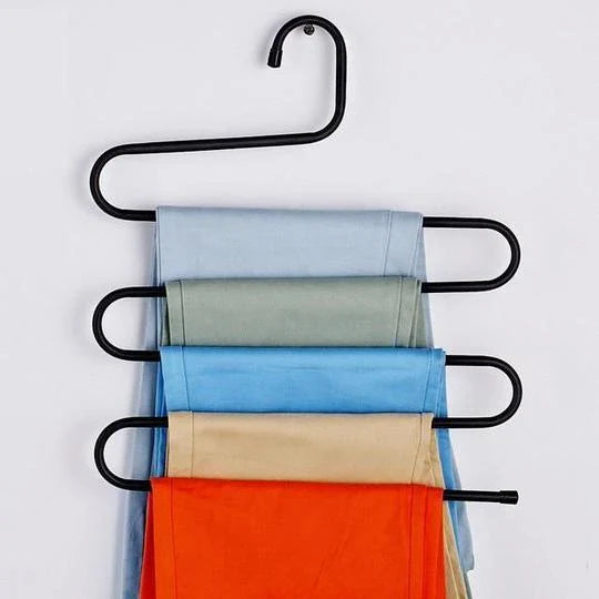 Sturdy 5-Tier Pants Rack in Stainless Steel for Closet Organization and Space-Saving Storage