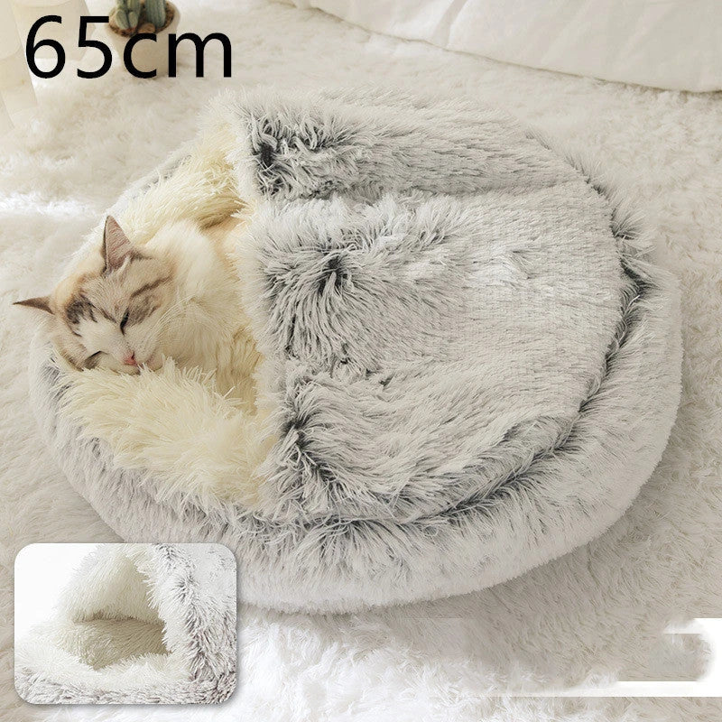 Cozy pet bed with plush and warm fabric for cats and dogs