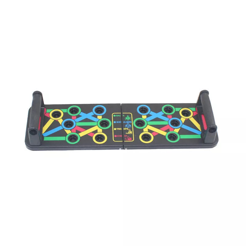 Compact home chest and abdominal muscle training board for men and women, includes handles and non-slip pads