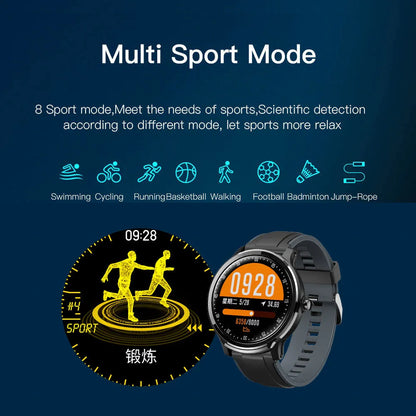 Square green waterproof smartwatch with heart rate monitor on a wrist.