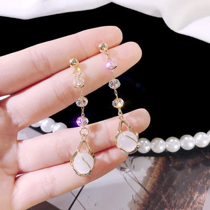 Crystal opal earrings with water drop design in various colors