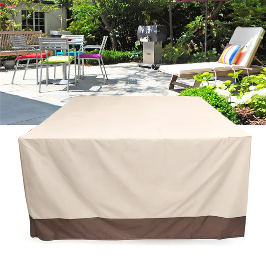 Bronze waterproof patio furniture cover measuring 269cm long protecting outdoor garden furniture
