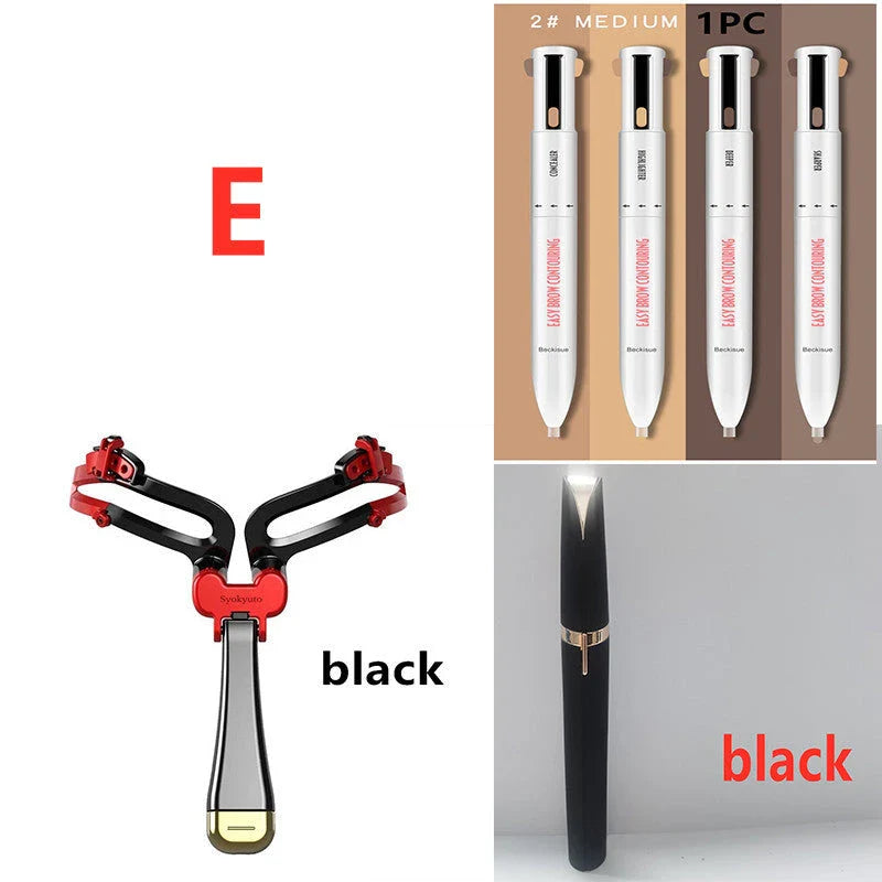 Adjustable 3-in-1 eyebrow shaping set with LED light, eyebrow pencil, and trimmer for perfect, professional-looking brows