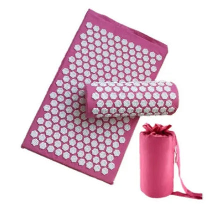 Lotus-shaped acupressure mat and pillow set in blue colour for massage therapy