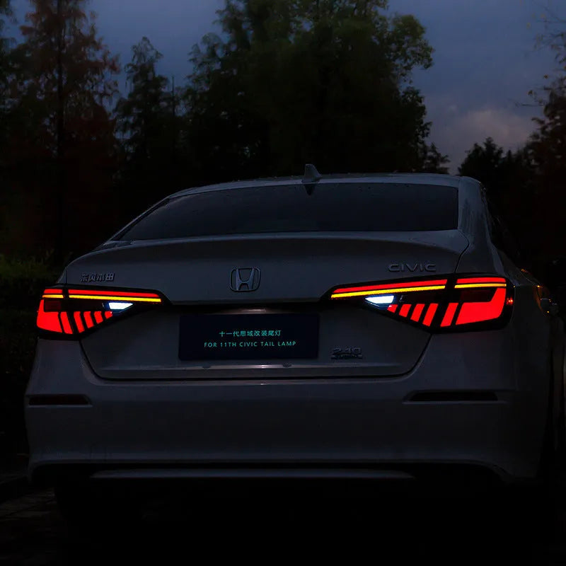 11th Generation Civic modified LED taillight assembly in black and red colour option