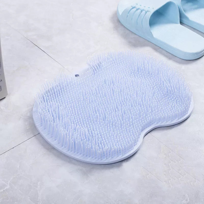 Non-slip massage bath brush with silicone bristles for cleaning and foot massage