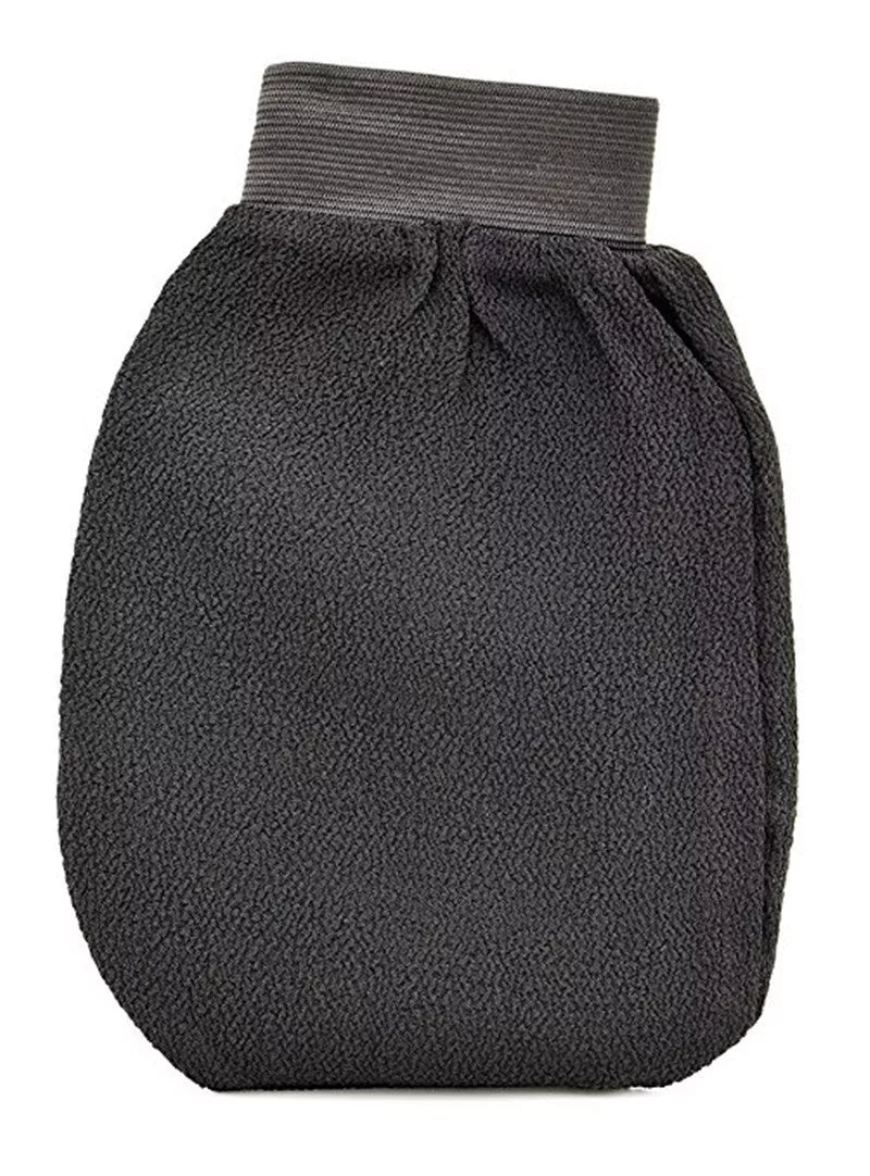 Natural loofah exfoliating glove for sunless self tanning preparation and removal