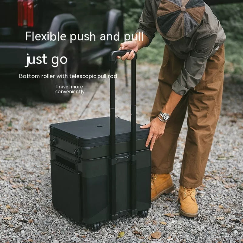 Avocado Green Mobile Kitchen Box for outdoor cooking and camping