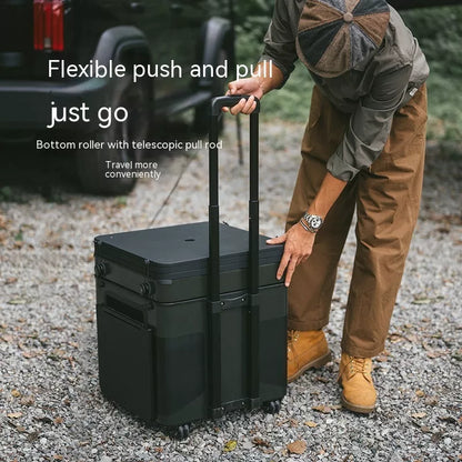 Avocado Green Mobile Kitchen Box for outdoor cooking and camping