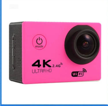 Rugged 4K waterproof action camera with wide-angle lens, perfect for outdoor adventures and water sports