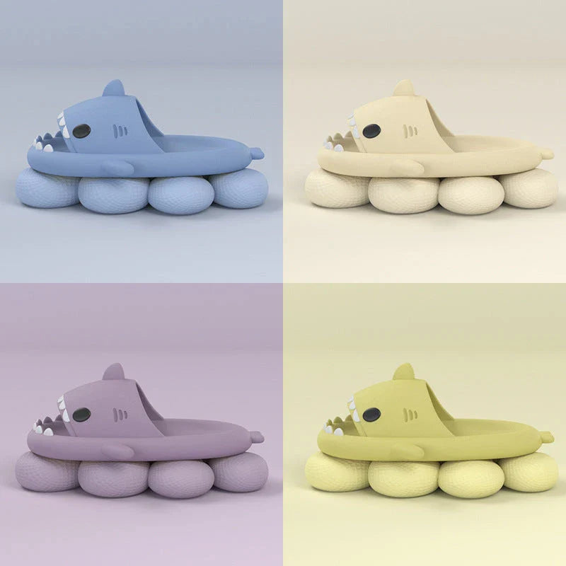 Cozy cartoon shark-themed slippers with anti-slip sole for indoor and outdoor wear