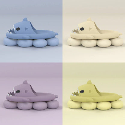 Cozy cartoon shark-themed slippers with anti-slip sole for indoor and outdoor wear
