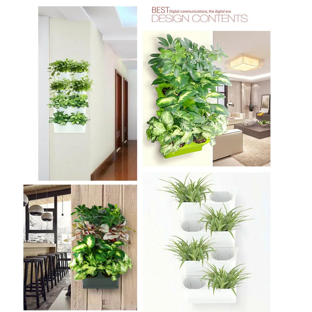Stackable vertical planter in army green for succulents and bonsai with removable pots