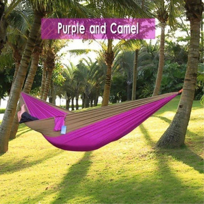 Durable and lightweight parachute hammock in various outdoor-friendly color options
