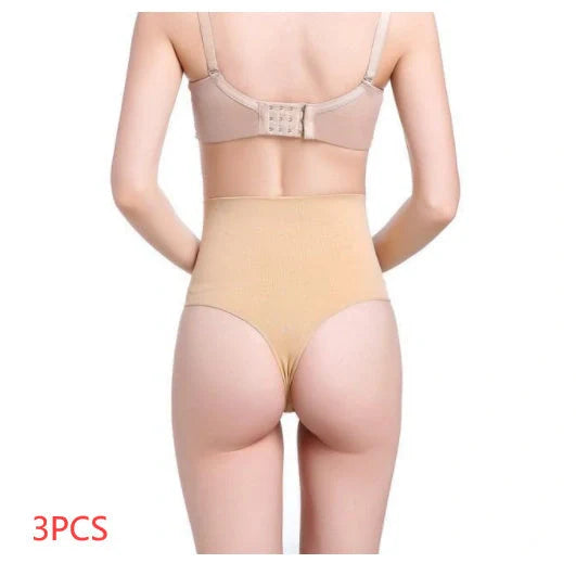 Slim Sculpting Thong with Tummy Control - Premium Chinlon Shapewear in Black and Nude Colors
