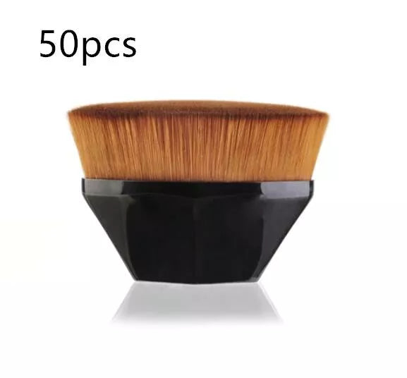 Professional foundation brush kit for BB cream and loose powder application in black, white, and pink