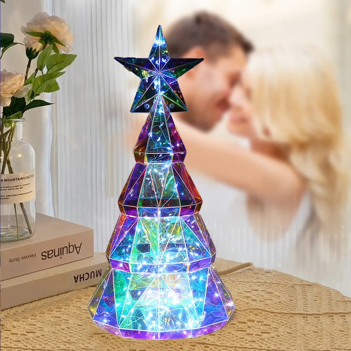 Colourful cartoon Christmas tree decoration with luminous feature, 14.5x4.8x20cm dimensions