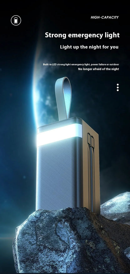 Large capacity portable power bank in Samurai Black or Knight White with fast charging double line, 168x70x54mm