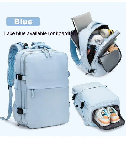 Large capacity waterproof mummy backpack in mint green colour with nylon material and 30-litre storage