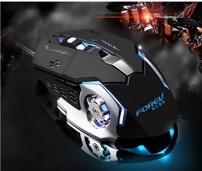 Black FV-502 mechanical gaming mouse with 7-colour breathing backlight and adjustable DPI settings