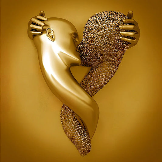 Square frameless canvas painting with geometric abstraction pattern in modern interior setting