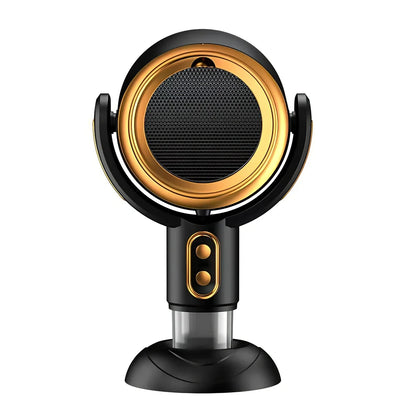 Portable desktop range hood in black gold finish with USB cable, dimensions 145x226x275mm