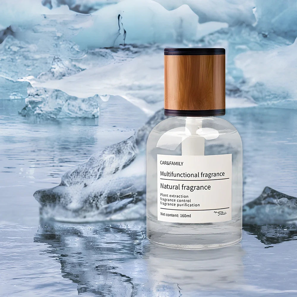 Car mounted fragrance perfume with 120mm round glass bottle on car air vent