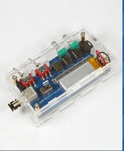 Music Tesla coil driver board with controller, cables, and glowing electrical arcs