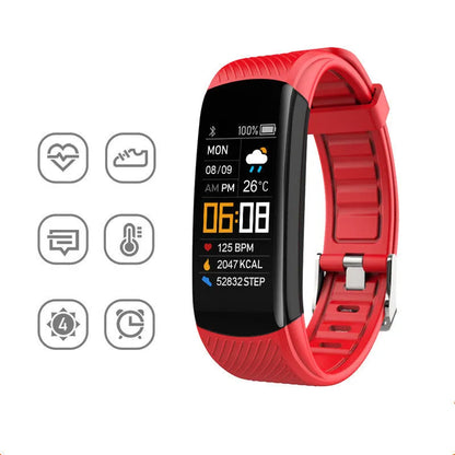 Adult sports silicone pedometer bracelet in various colours with 0.96-inch screen for step counting and sleep monitoring