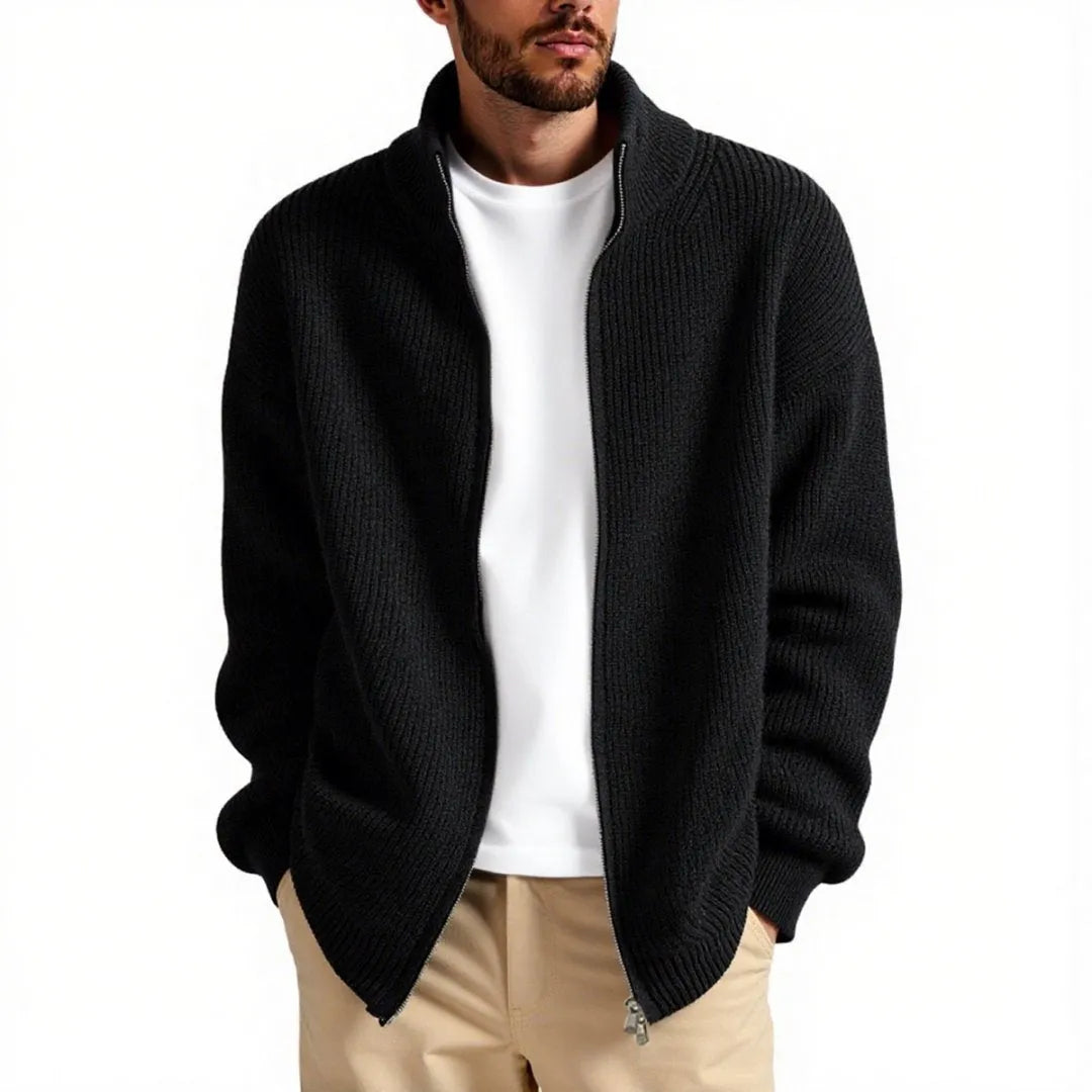 Men's loose cardigan sweater coat in chemical fibre blend available in five colours