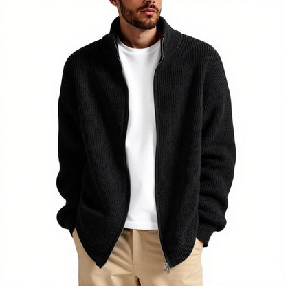 Men's loose cardigan sweater coat in chemical fibre blend available in five colours