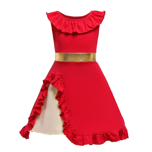 Halloween Kids' Skirt Girls' Princess Dress in vibrant red, perfect for trick-or-treating