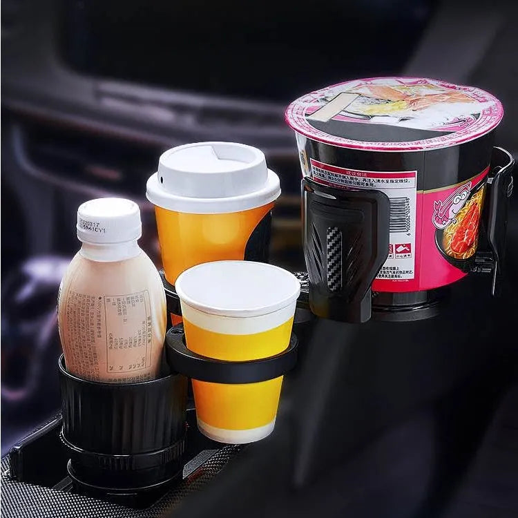 Carbon fibre black car cup holder with adjustable base showing 6.5-10 cm retractable mechanism
