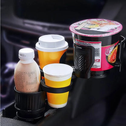 Carbon fibre black car cup holder with adjustable base showing 6.5-10 cm retractable mechanism