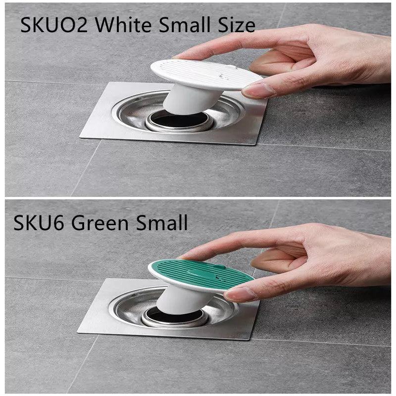 Whale Magnetic Suction Floor Drain Cover in white, orange, or green, blocking sewer odors with a tight seal