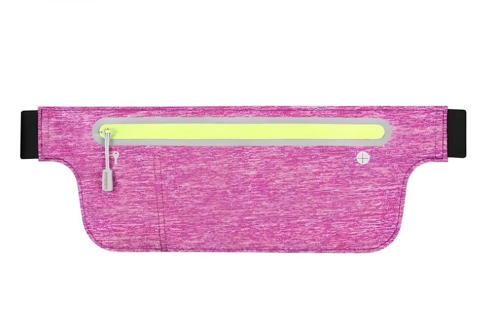 Strapless running bag in camouflage colours with invisible phone pockets and waterproof construction