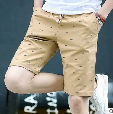 Men's cotton capri-length summer shorts in multiple colours with lace-up placket