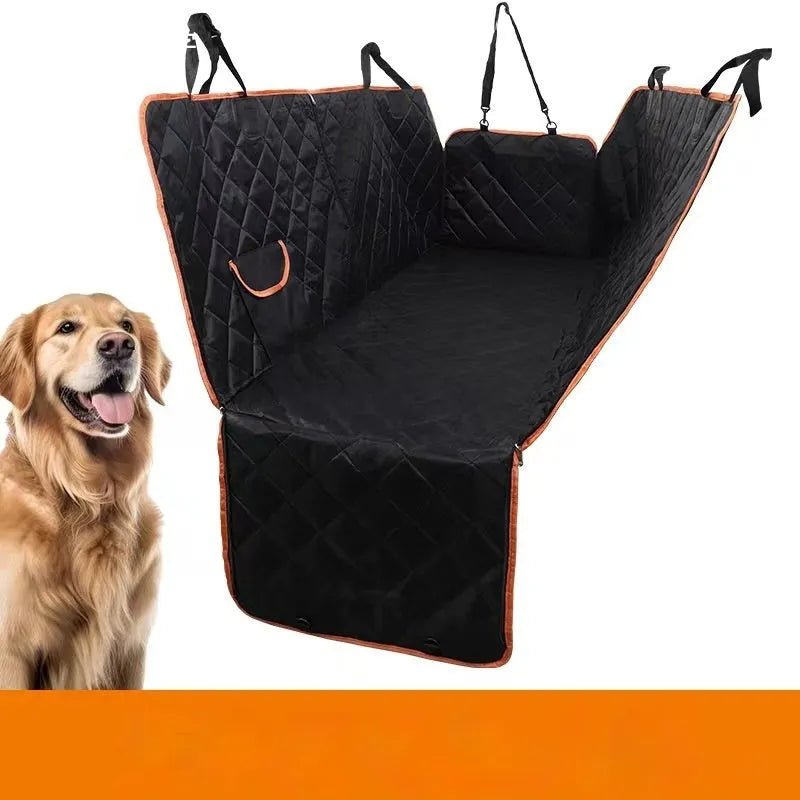 Cloth pet car cushion mat for dogs on vehicle seat in black or grey with optional mesh base