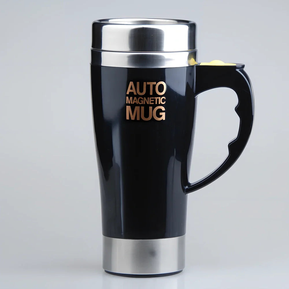 White electric magnetic stirring blender cup showing double-layer construction and leak-proof lid